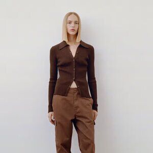 Madhappy Brown Button Down Cardigan Sweater in Brown size Small (S)